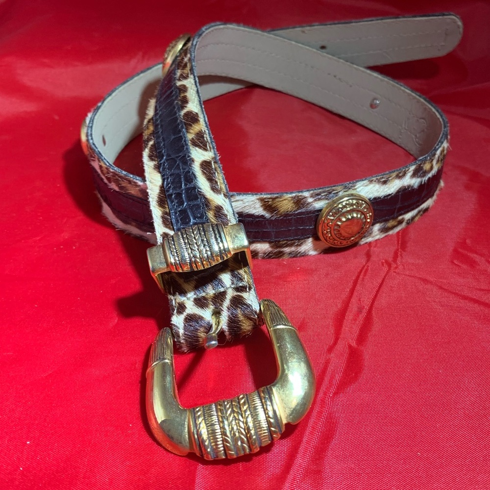 Vintage Cache Leather Animal Print Statement Piece Belt